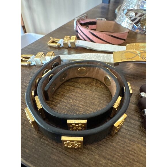 Rustic Cuff Bracelet Lot of 13 Beads Leather Cuff EUC - Picture 2 of 9